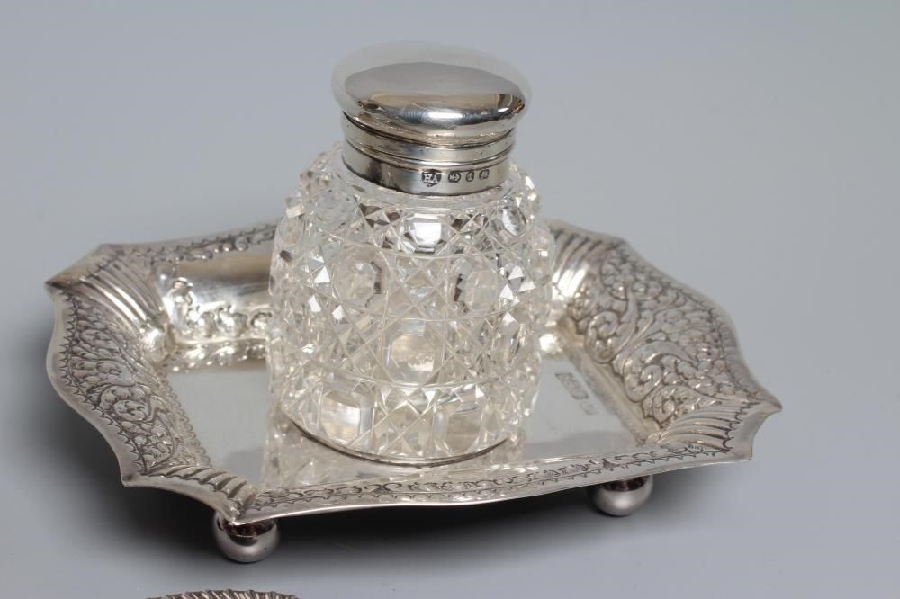 A LATE VICTORIAN SILVER INKSTAND by Atkin Brothers Image