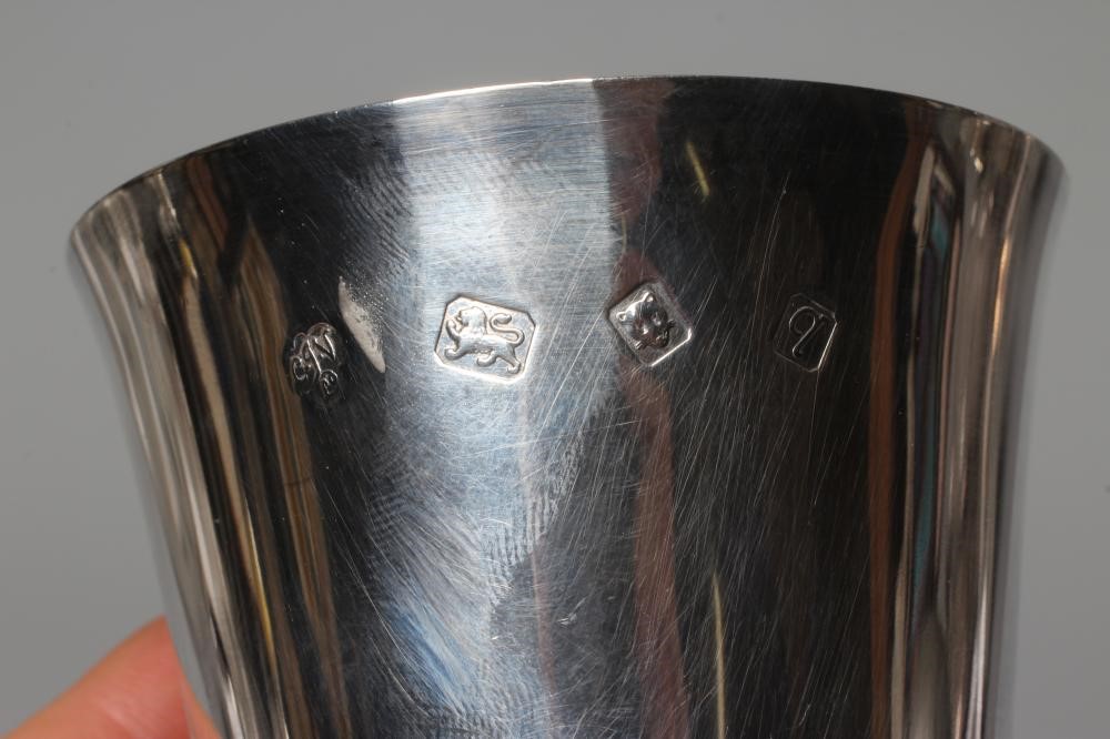 AN ELIZABETH II SILVER GOBLET by C J Vander, London 1971, the bucket bowl with picture hallmarks and Image