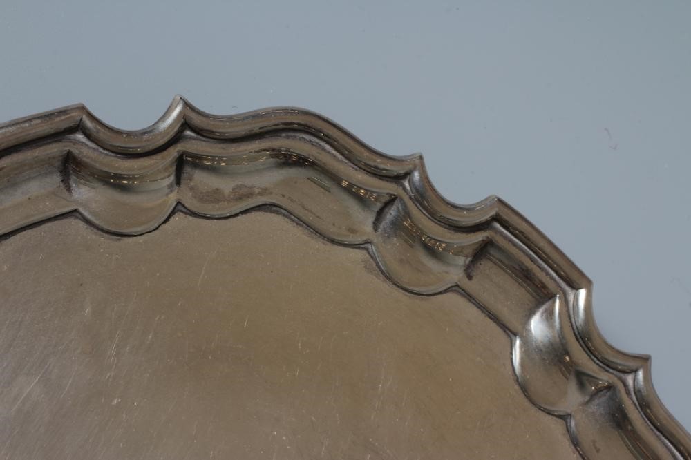 A GEORGE VI SILVER SALVER by Walker & Hall, Sheffield 1936, of shaped circular form with piecrust Image