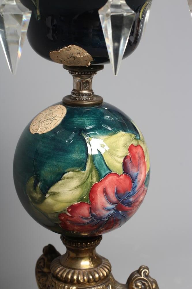 A MOORCROFT POTTERY HIBISCUS PATTERN LAMP LUSTRE Image