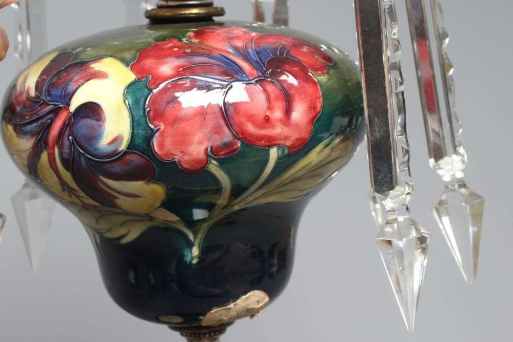 A MOORCROFT POTTERY HIBISCUS PATTERN LAMP LUSTRE Image