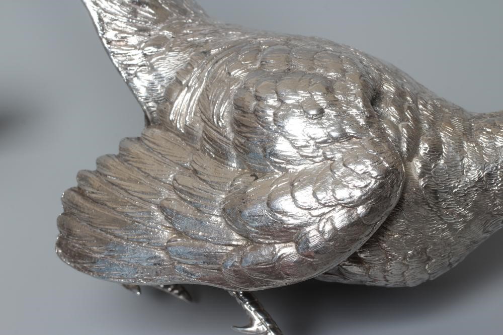 A PAIR OF ELIZABETH II SILVER PHEASANTS by Mappin & Webb Image