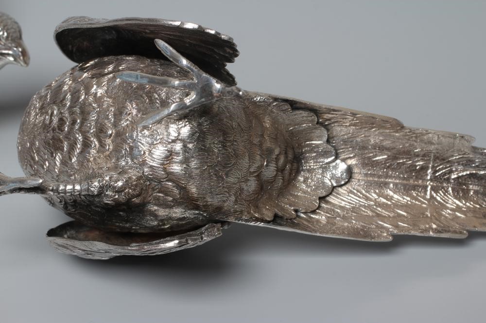 A PAIR OF ELIZABETH II SILVER PHEASANTS by Mappin & Webb Image