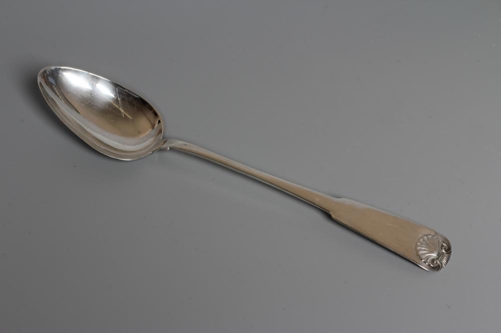 A SCOTTISH PROVINCIAL SILVER FIDDLE AND SHELL PATTERN BASTING SPOON by Robert Keay, Perth c. 1820, Image