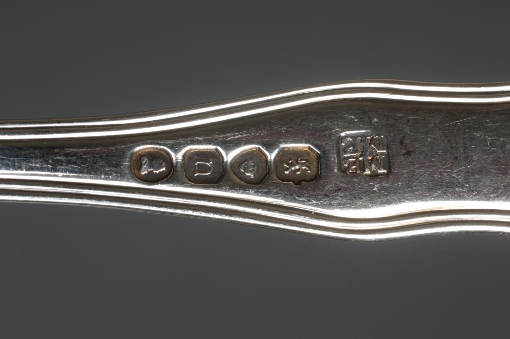 A COMPOSITE PAIR OF GEORGE III SCOTTISH SILVER OLD ENGLISH PATTERN TABLESPOONS by James Hewitt Image