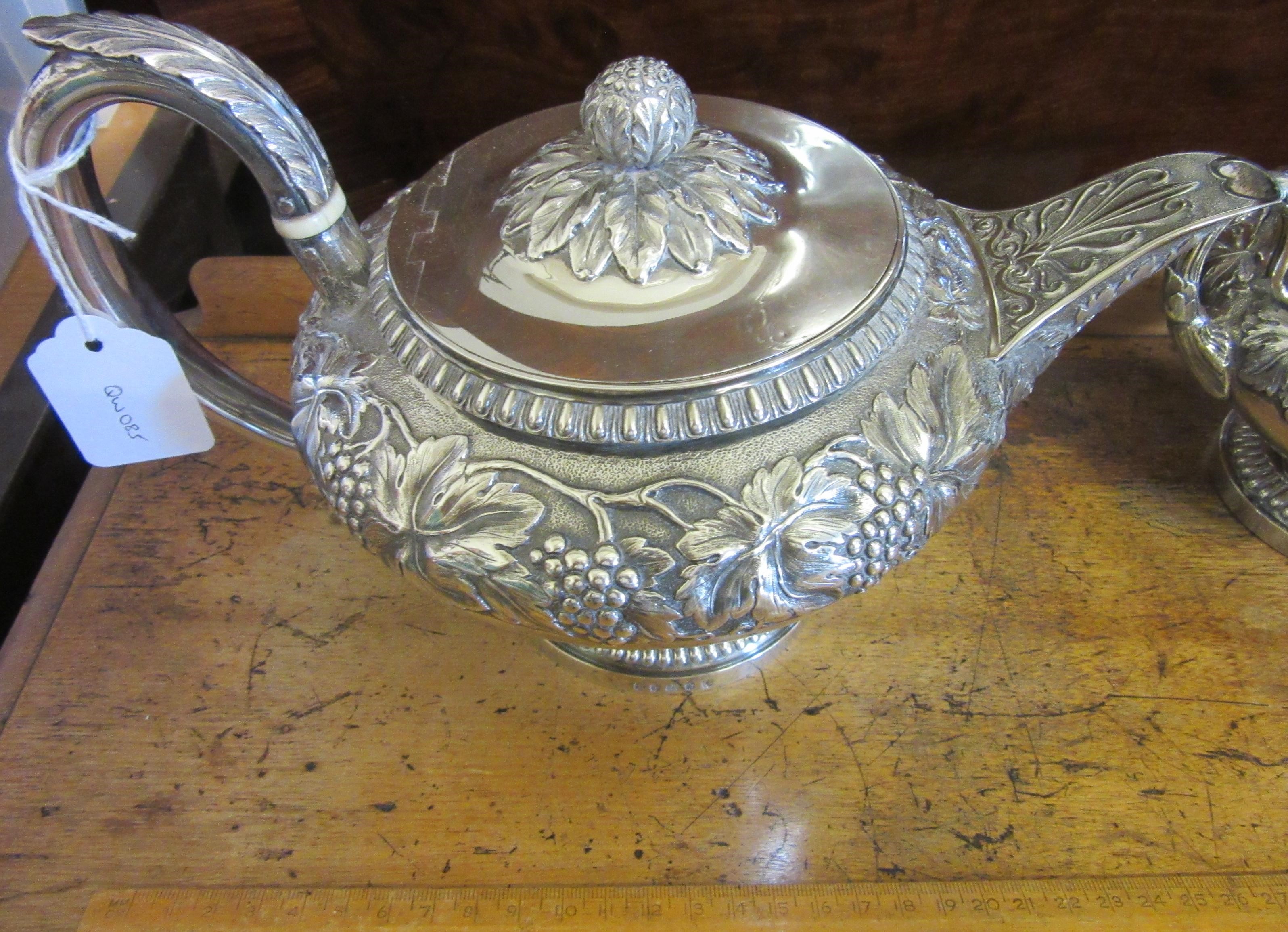 A WILLIAM IV SILVER THREE PIECE TEA SERVICE by Robert Gray & Son Image