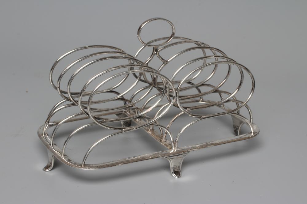AN EARLY VICTORIAN SILVER WIREWORK FIVE BAR TOAST RACK by John Green Image