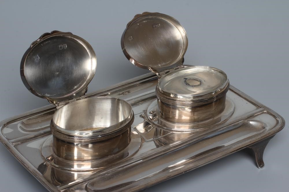 A LATE VICTORIAN SILVER DESK STANDISH by Gibson & Langman Image