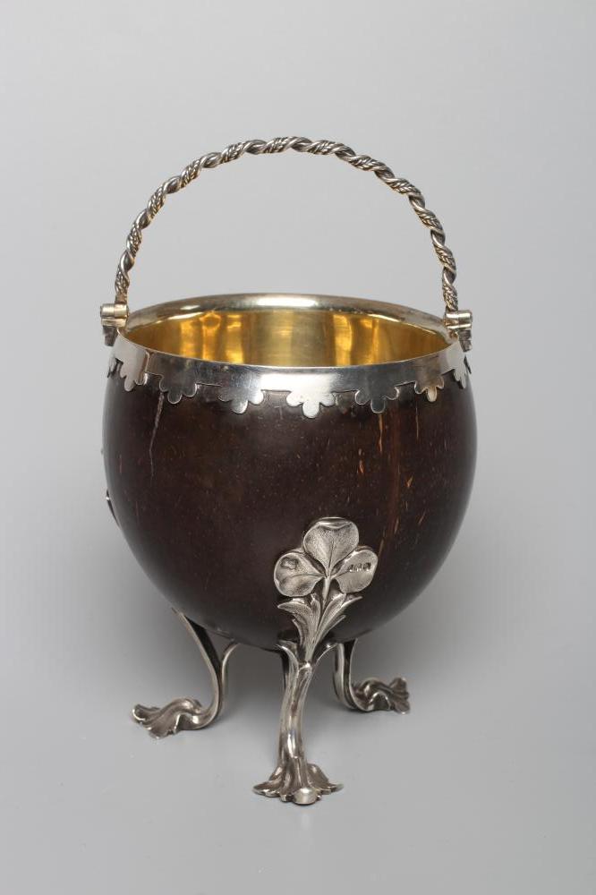AN EARLY VICTORIAN SILVER MOUNTED COCONUT BASKET by the Barnards Image