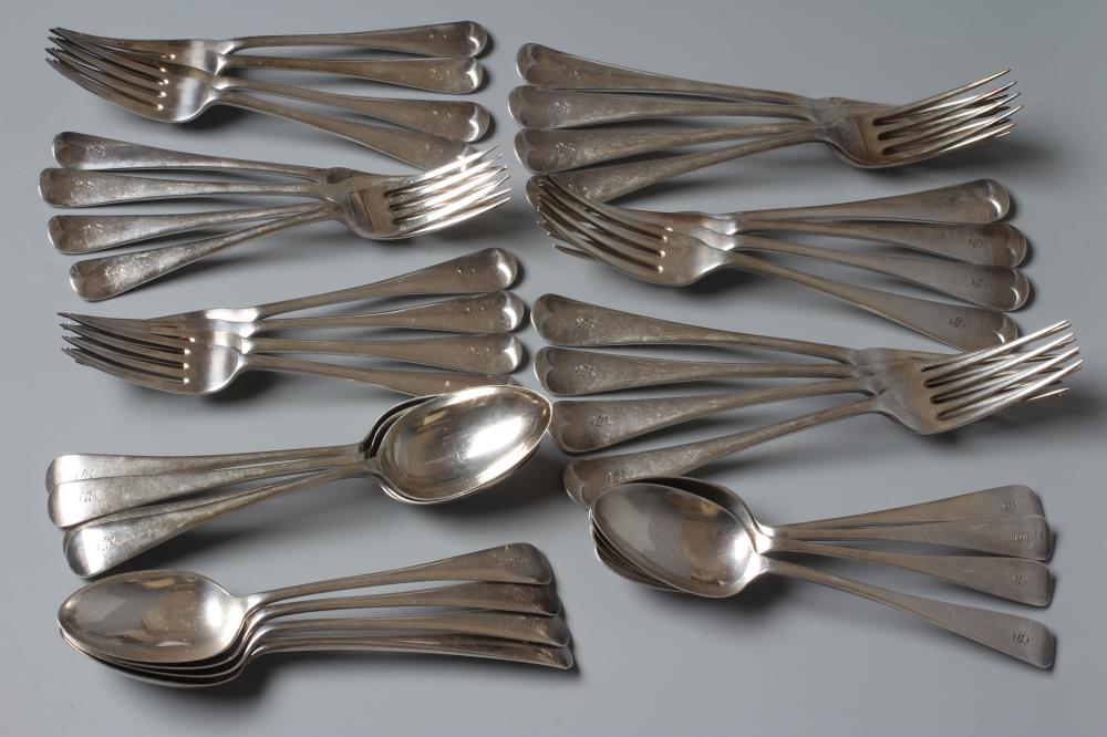 A COMPOSITE OLD ENGLISH PATTERN SILVER PART TABLESERVICE Image
