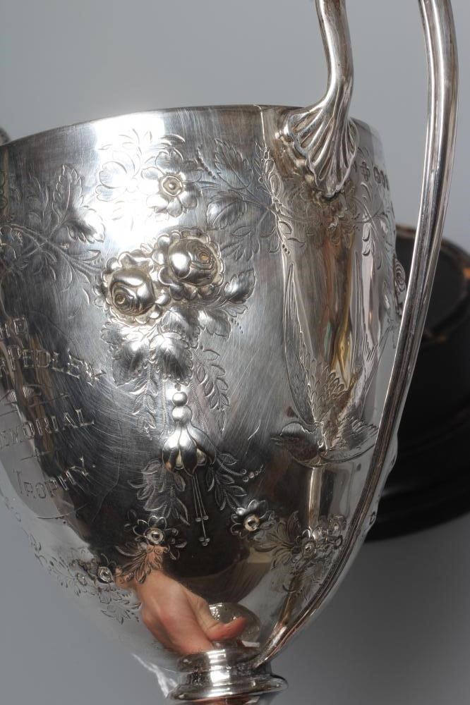 A VICTORIAN SILVER TWO HANDLED TROPHY CUP by The Barnards Image