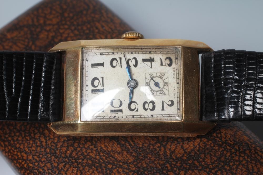 A GENTLEMAN'S ART DECO 9CT GOLD WRISTWATCH Image