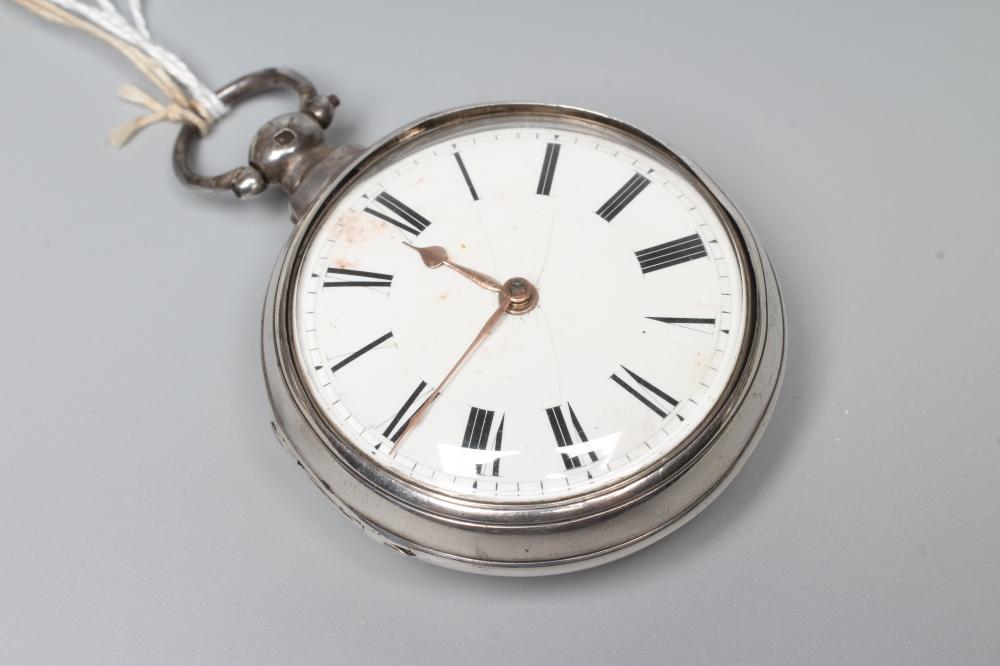 A LATE GEORGE III SILVER PAIR CASED POCKET WATCH Image