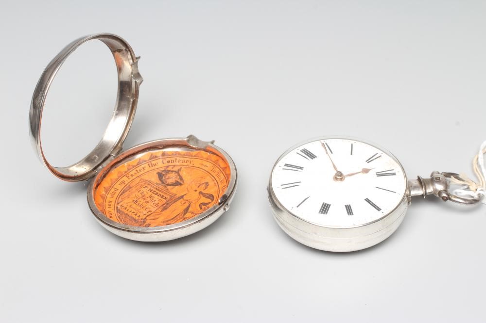 A LATE GEORGE III SILVER PAIR CASED POCKET WATCH Image