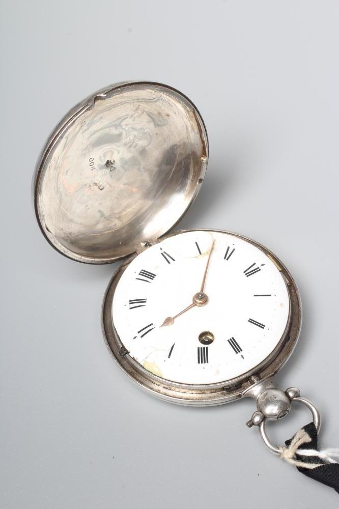 A GEORGE III SILVER HUNTER POCKET WATCH Image