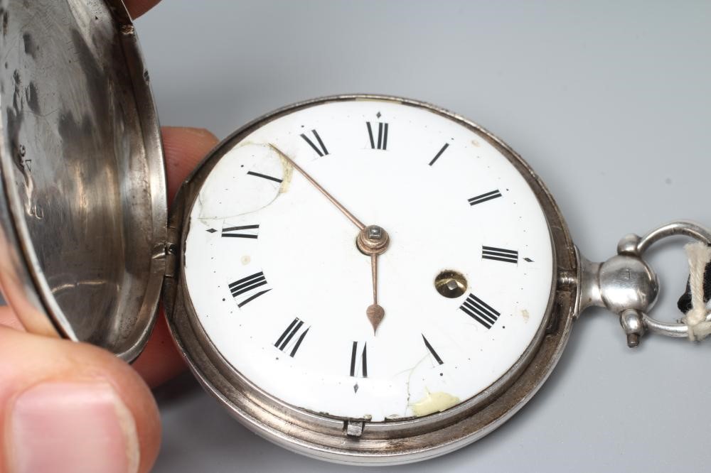 A GEORGE III SILVER HUNTER POCKET WATCH Image