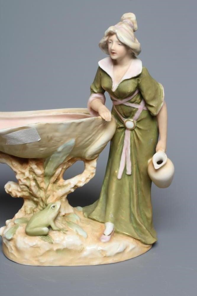 TWO ART NOUVEAU ROYAL DUX FIGURAL DISHES Image