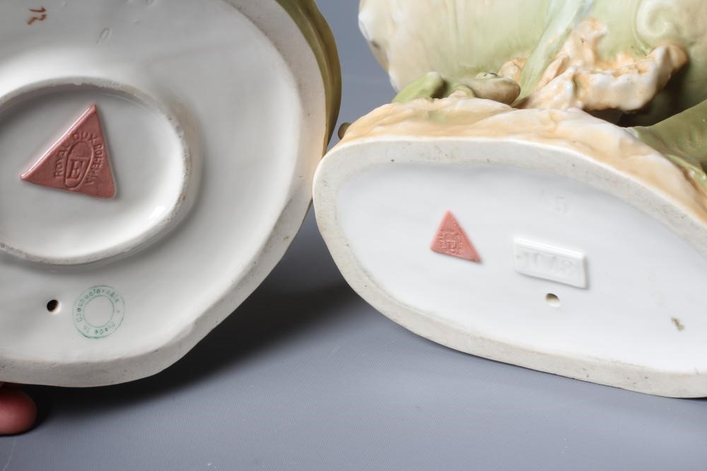 TWO ART NOUVEAU ROYAL DUX FIGURAL DISHES Image
