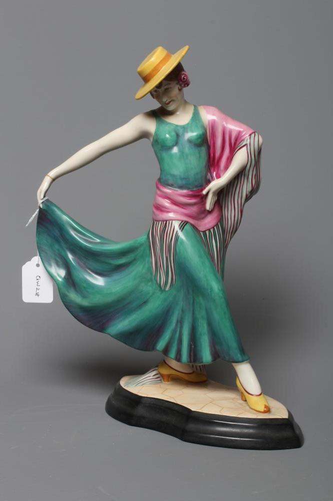 AN ART DECO ROYAL DUX FIGURE modelled as a female Spanish dancer wearing a cordovan hat Image
