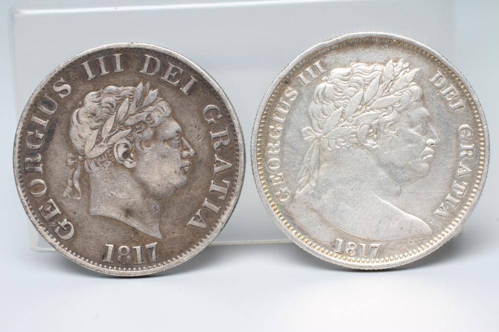 TWO GEORGE III HALF CROWNS, 1817, both 14g Image
