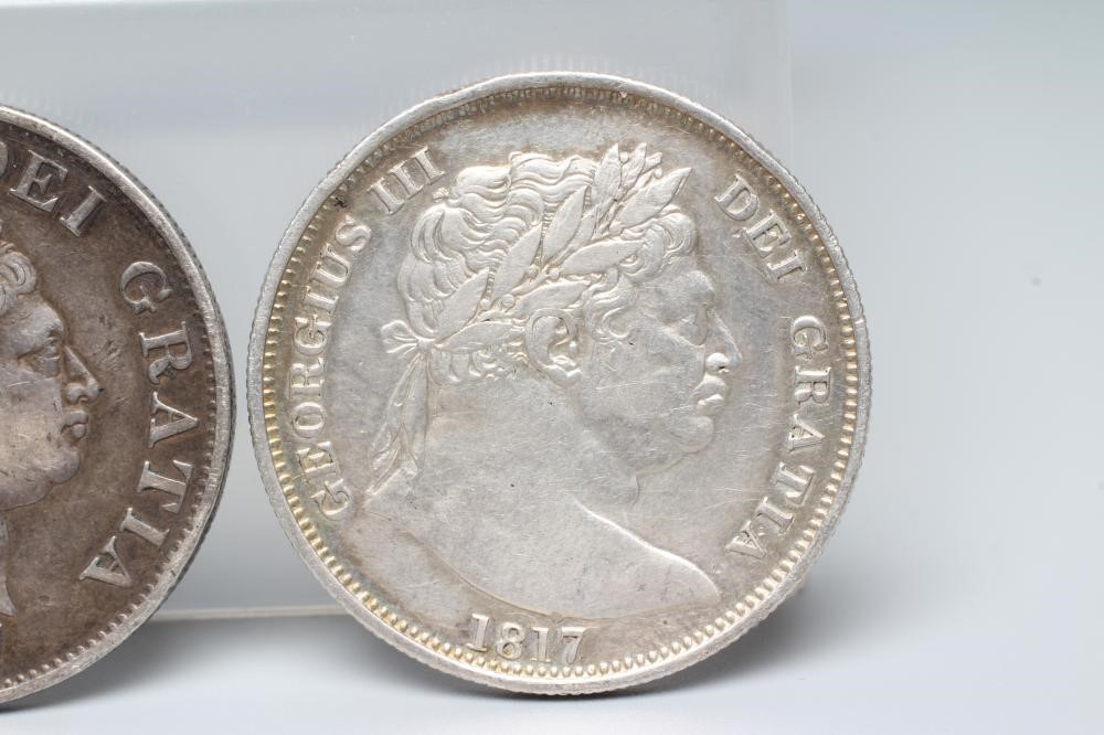 TWO GEORGE III HALF CROWNS, 1817, both 14g Image