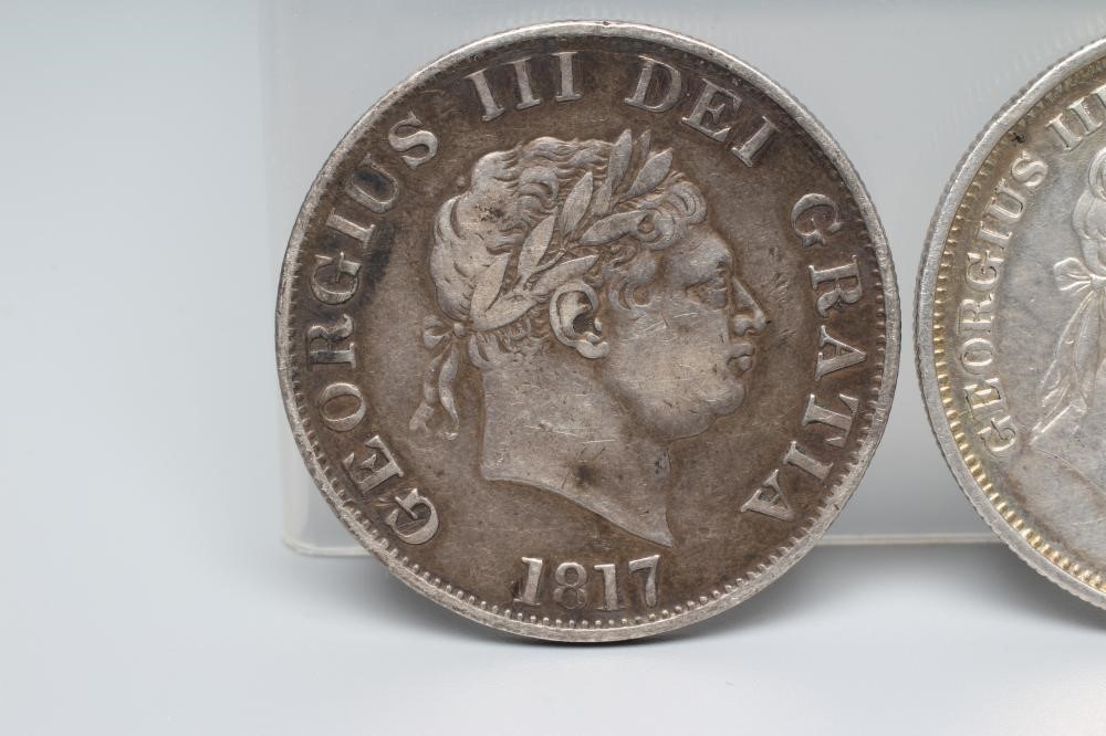 TWO GEORGE III HALF CROWNS, 1817, both 14g Image