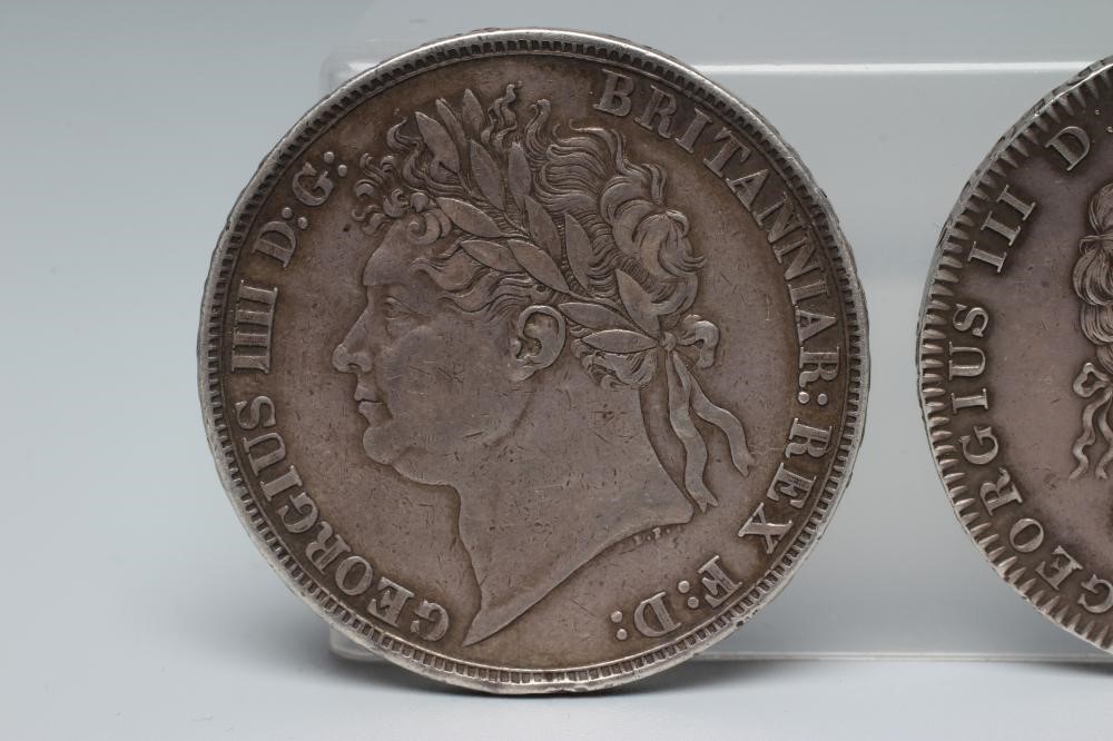 A GEORGE III CROWN,1819, 28.2g, together with a George IV crown, 1821, 28g (2) Image
