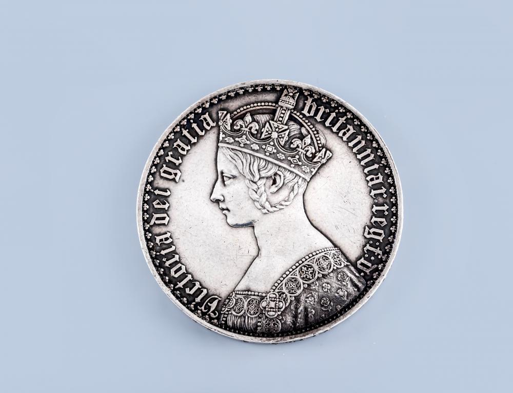 A VICTORIA CROWN, 1847, "gothic" type with young head and cruciform back, 28.3g (Illustrated) Image
