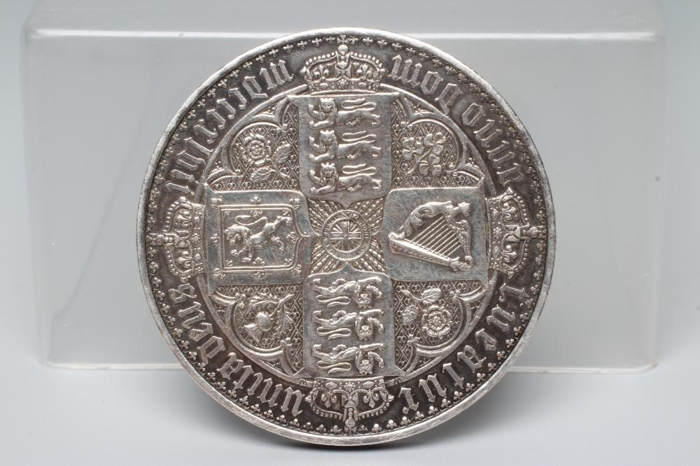 A VICTORIA CROWN, 1847, "gothic" type with young head and cruciform back, 28.3g (Illustrated) Image