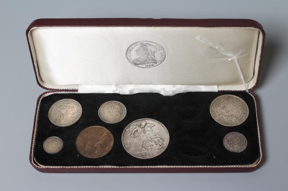 A VICTORIA SPECIMEN COIN SET, 1897, incomplete with 7 coins, boxed Image