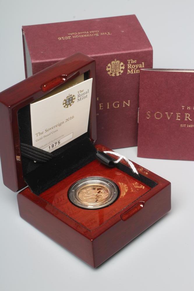 AN ELIZABETH II PROOF SOVEREIGN, 2016, in capsule, cased and boxed with certificate numbered 1975 Image