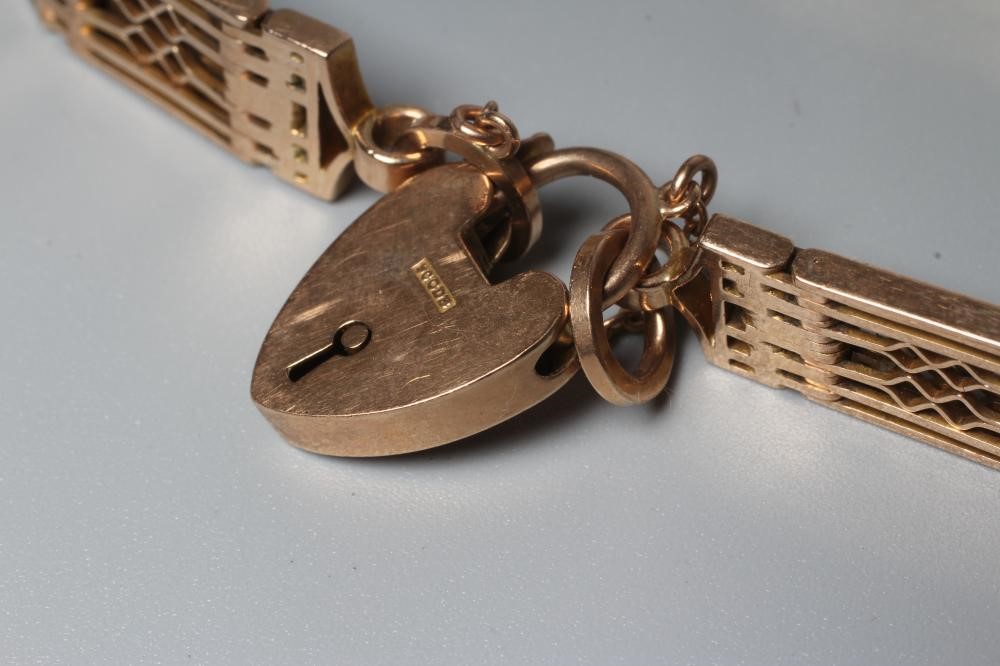 A LATE VICTORIAN FANCY GATE LINK BRACELET stamped 9ct, sponsor Charles Daniel Broughton, with Image
