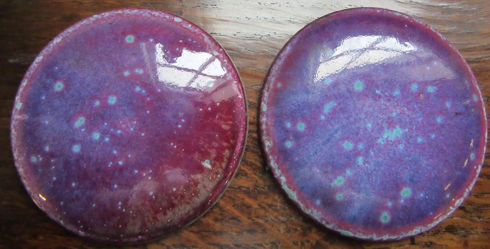 TEN RUSKIN POTTERY ROUNDELS in various glazes Image