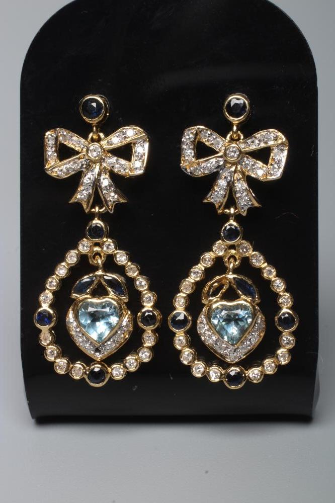 A PAIR OF EDWARDIAN STYLE DROP EAR STUDS Image
