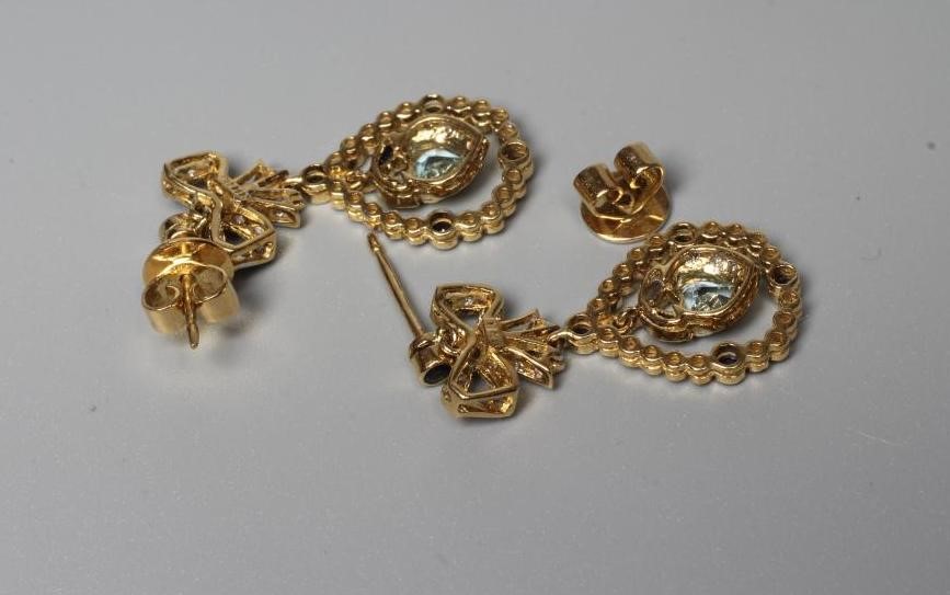 A PAIR OF EDWARDIAN STYLE DROP EAR STUDS Image