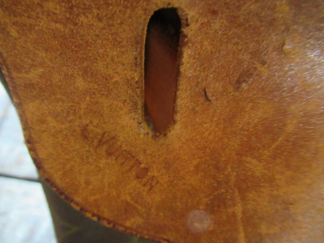A VINTAGE LOUIS VUITTON STEAMER BAG "35" in monogram canvas and natural tan leather, embossed serial Image
