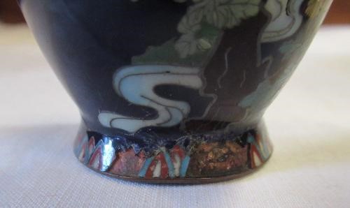 A PAIR OF JAPANESE CLOISONNE ENAMEL VASES, Mejii period, of baluster form decorated with exotic Image