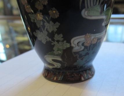 A PAIR OF JAPANESE CLOISONNE ENAMEL VASES, Mejii period, of baluster form decorated with exotic Image