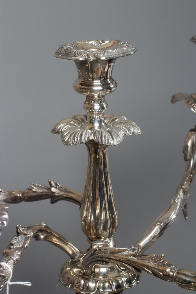A LARGE PAIR OF VICTORIAN OLD SHEFFIELD PLATE FOUR BRANCH FIVE LIGHT CANDELABRA Image