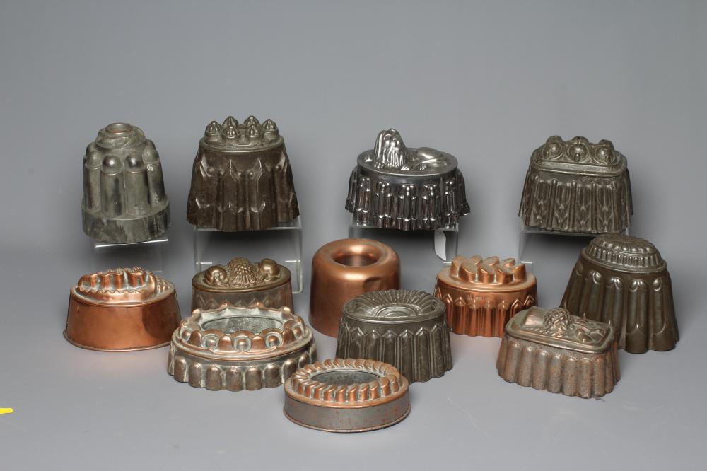 THIRTEEN VICTORIAN COPPER AND TIN JELLY MOULDS Image