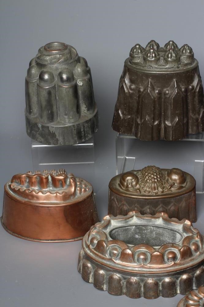 THIRTEEN VICTORIAN COPPER AND TIN JELLY MOULDS Image