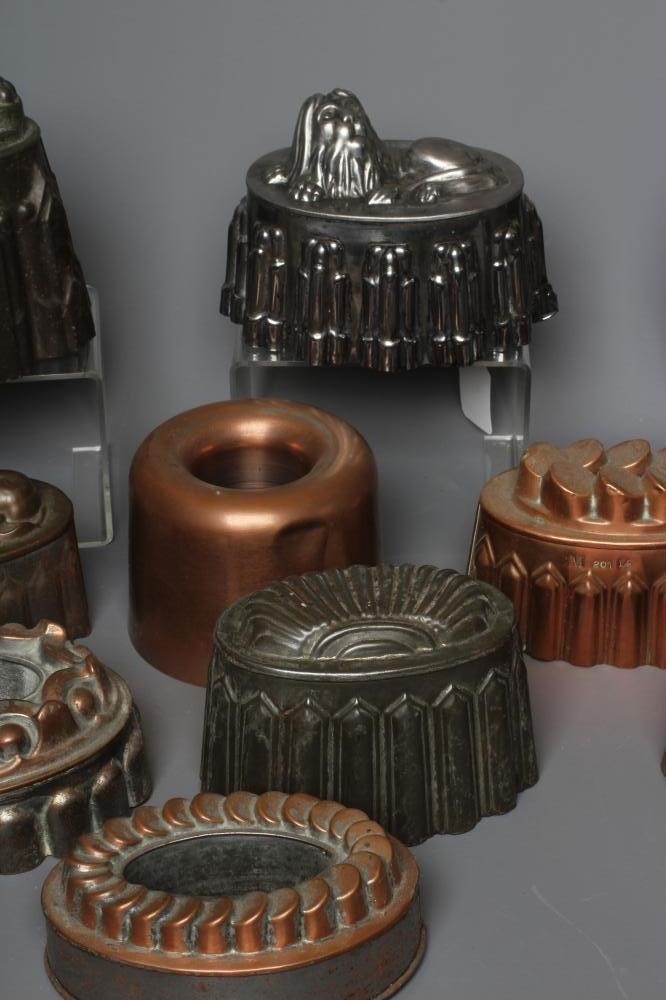 THIRTEEN VICTORIAN COPPER AND TIN JELLY MOULDS Image