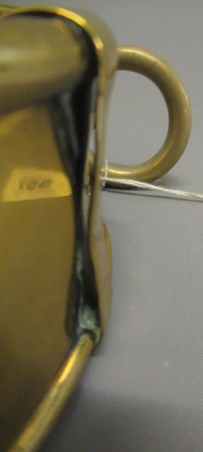 A LARGE 19TH CENTURY BRASS DOG COLLAR, un-named, plain circular with swivel loop and Victorian brass Image