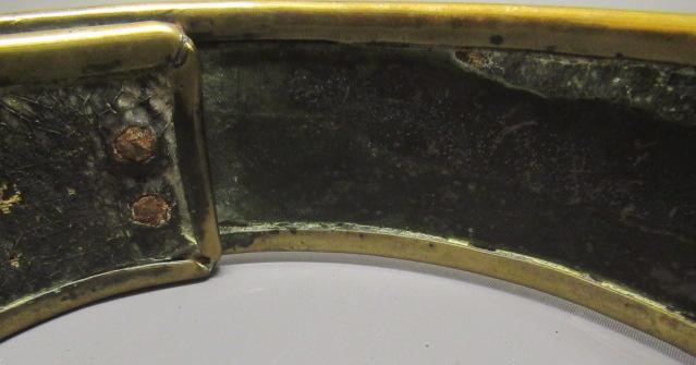 A LARGE 19TH CENTURY BRASS DOG COLLAR, un-named, plain circular with swivel loop and Victorian brass Image