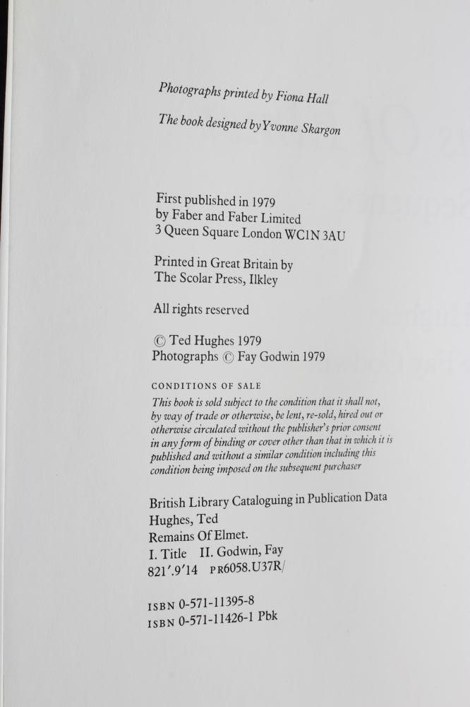 TED HUGHES, Remains of Elmet, photographs by Fay Godwin, 1979, edition designed by Yvonne Skargon, Image