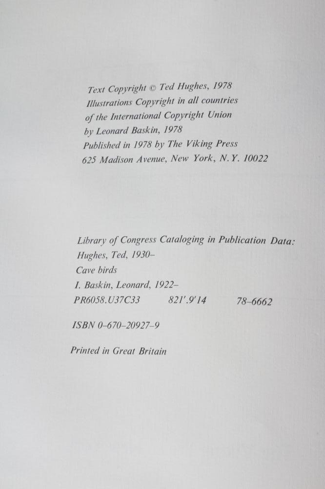 TED HUGHES: Cave Birds, 1978, Viking Press, in slip case Image