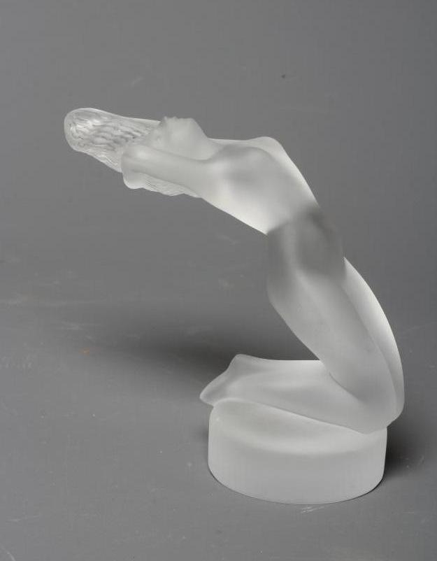 A LALIQUE "CHRYSIS" PAPERWEIGHT, modern, the frosted kneeling nude figure on cylindrical base, Image