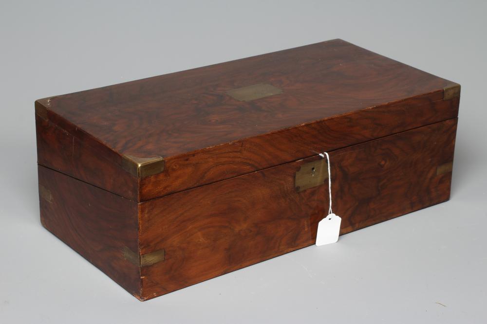 A VICTORIAN WALNUT BRASS BOUND WRITING SLOPE Image