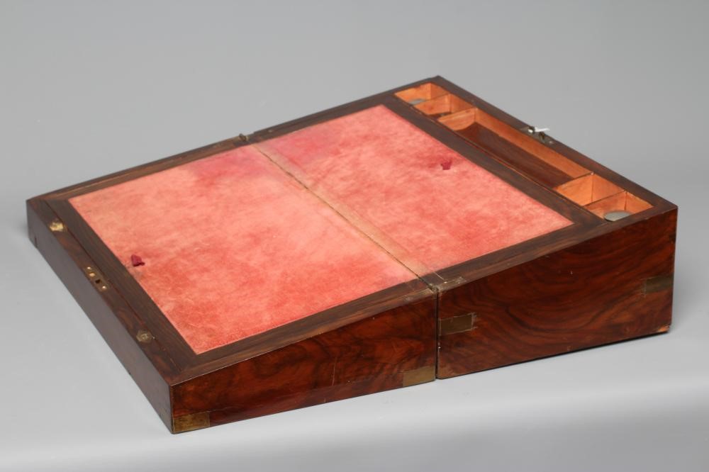 A VICTORIAN WALNUT BRASS BOUND WRITING SLOPE Image