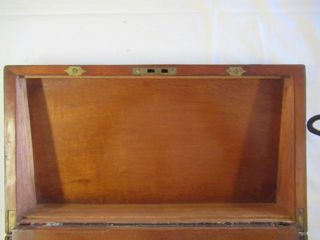 A 19TH CENTURY MAHOGANY BRASS BOUND CAMPAIGN WRITING SLOPE Image